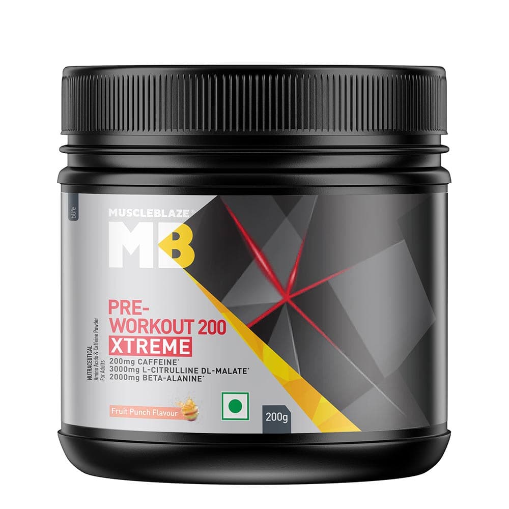 MuscleBlaze PRE Workout 200 Xtreme, 0.44 lb Fruit Punch