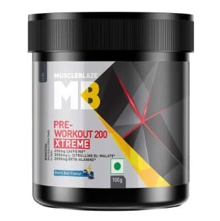 MuscleBlaze PRE Workout 200 Xtreme, 0.22 lb Berry Bolt