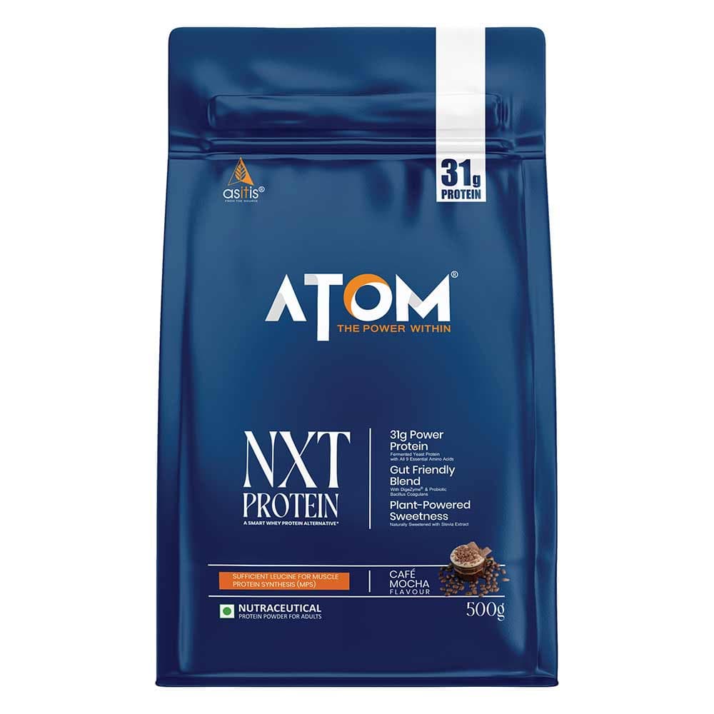 AS-IT-IS Nutrition ATOM NXT Protein - Yeast Protein with DigeZyme, 1.1 lb Cafe Mocha