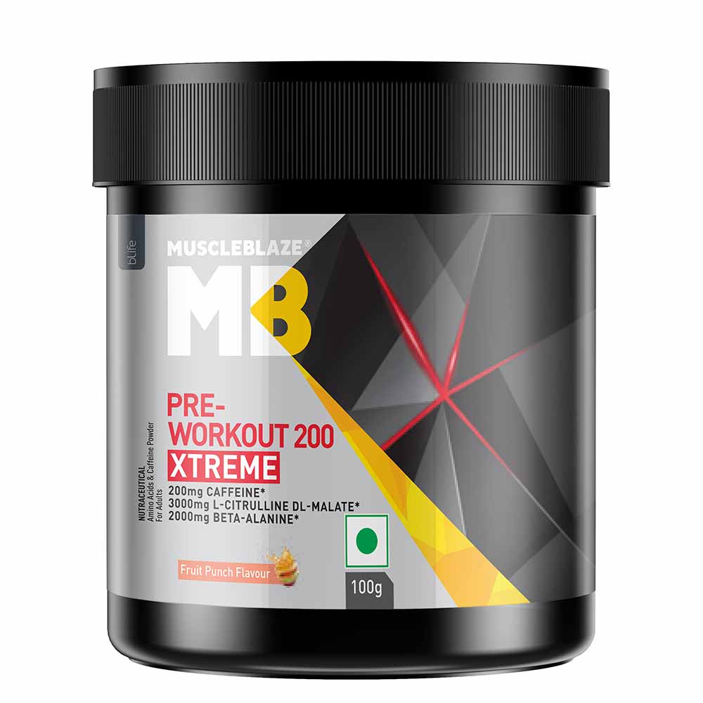 MuscleBlaze PRE Workout 200 Xtreme, 0.22 lb Fruit Punch