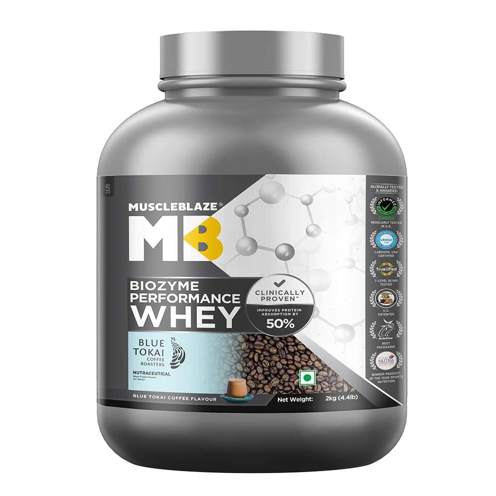 MuscleBlaze Biozyme Performance Whey, 4.4 lb Blue Tokai Coffee