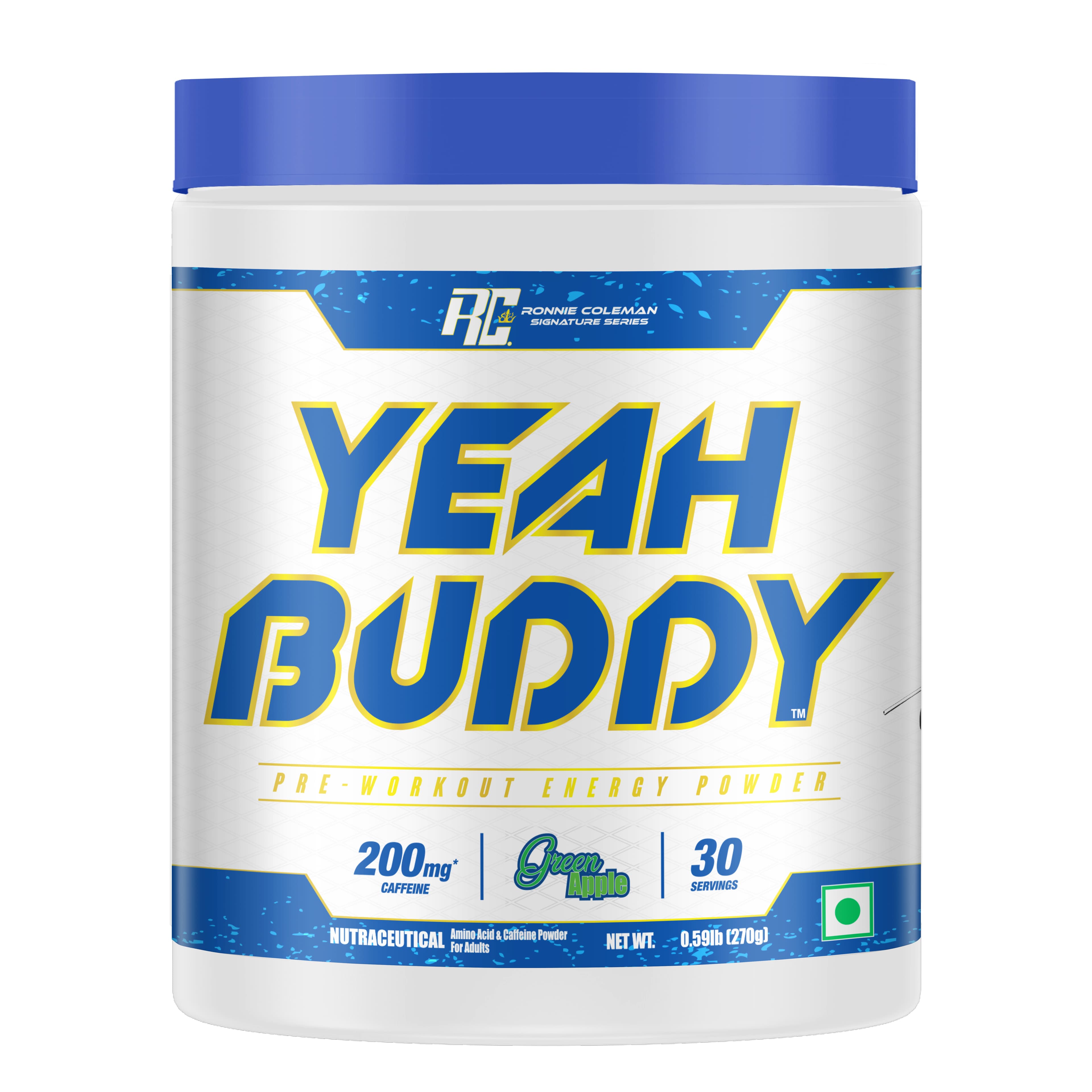 Ronnie Coleman Yeah Buddy Pre-Workout Powder, 0.59 lb Green Apple