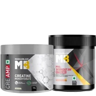 MuscleBlaze Creatine Monohydrate CreAMP & PRE Workout 200 Xtreme 0.22 lb Combo