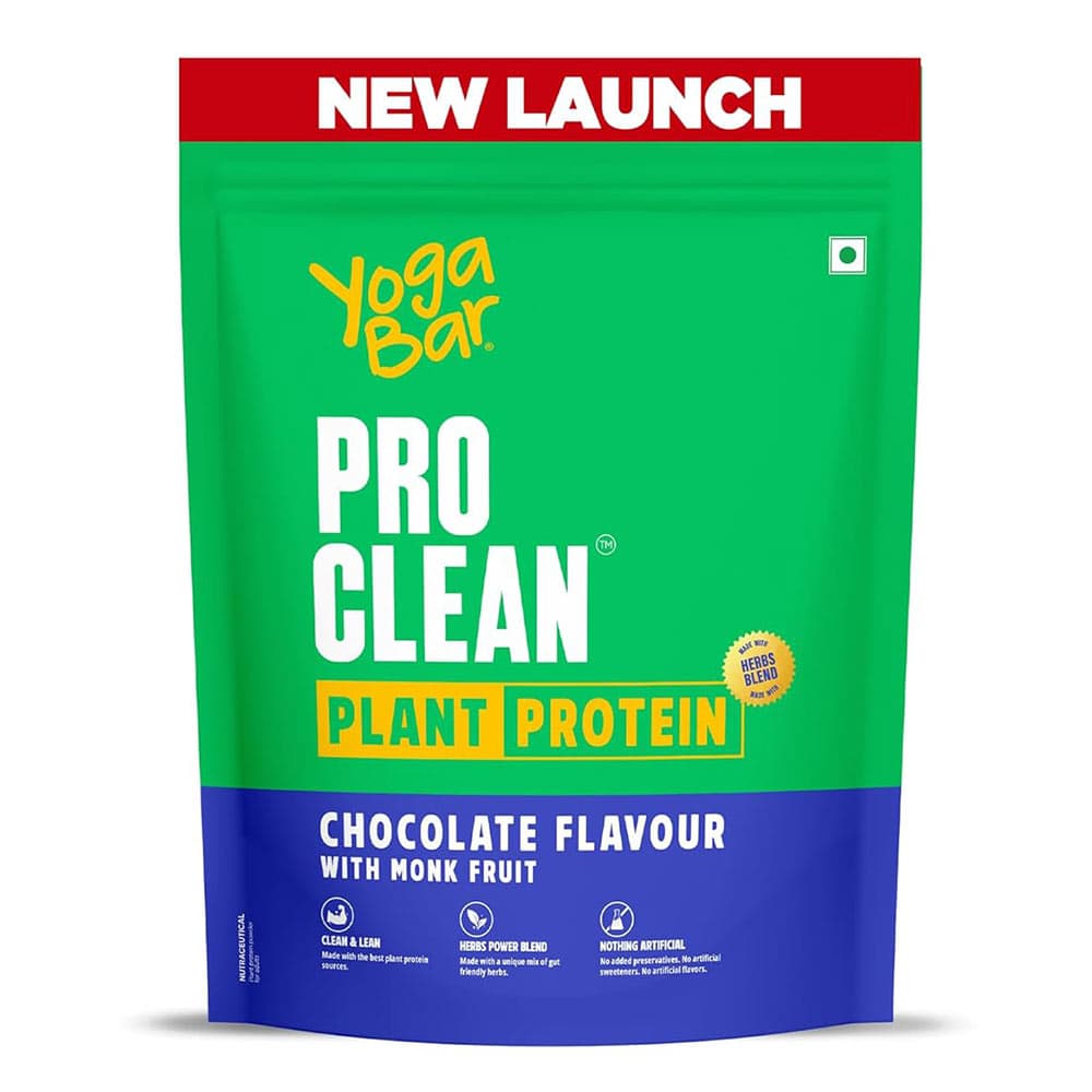 Yogabar Pro Clean Plant Protein, 1.1 lb Chocolate with Monk Fruit