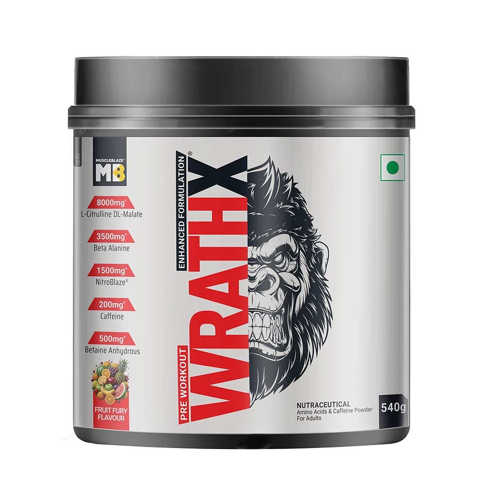MuscleBlaze Pre Workout WrathX, 1.19 lb Fruit Fury