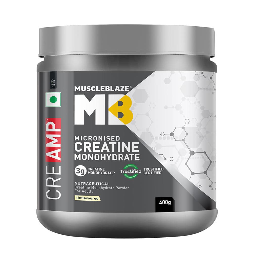MuscleBlaze Creatine Monohydrate CreAMP, Unflavoured 0.88 lb