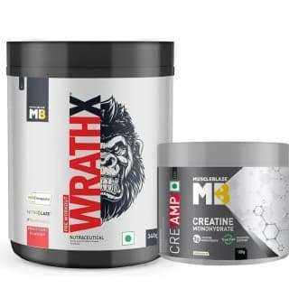 MuscleBlaze Pre Workout WrathX 0.75 lb Fruit Fury & Creatine Monohydrate CreAMP 0.22 lb Combo