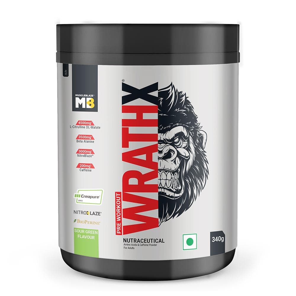 MuscleBlaze Pre Workout WrathX, 0.75 lb Sour Green