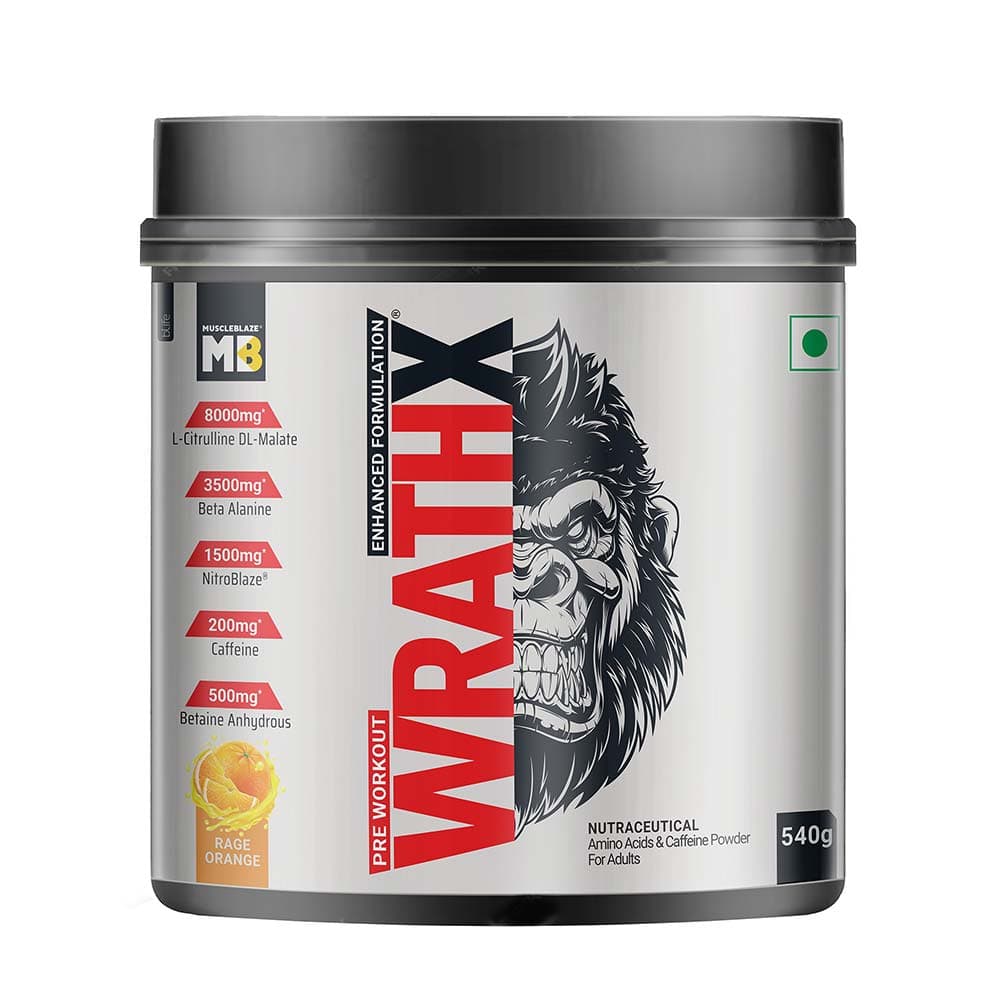 MuscleBlaze Pre Workout WrathX, 1.19 lb Rage Orange