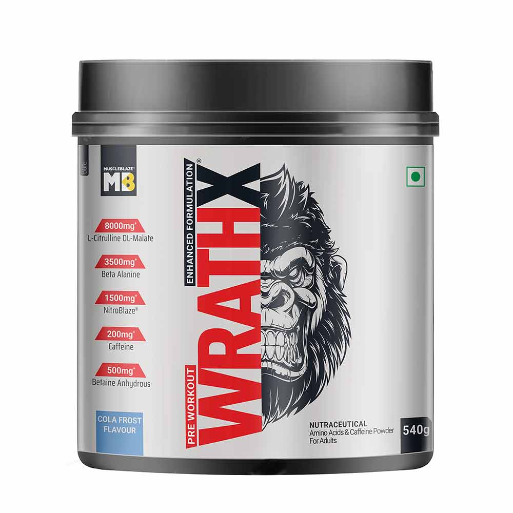 MuscleBlaze Pre Workout WrathX, 1.19 lb Cola Frost